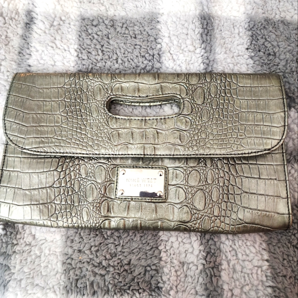 Nine West  Metallic Embossed  Faux Leather  Clutch